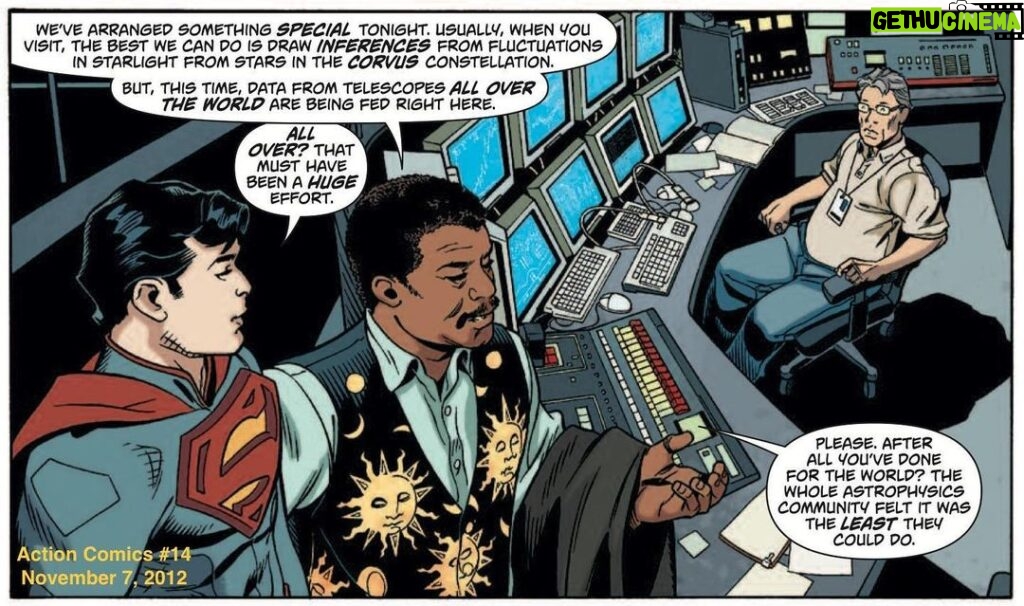 Neil deGrasse Tyson Instagram - I don’t mean to brag, but Superman once visited my office at the Hayden Planetarium in Metropolis. When I met him, he was very nice to me and my staff. (Action Comics, Vol 2. No.14)