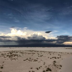 Neil deGrasse Tyson Instagram - Gypsum dunes. Prehistoric mountains. Cumulonimbus clouds. A curtain of rain. A twilight sky.

No place but... (White Sands Monument, New Mexico. August 2019)