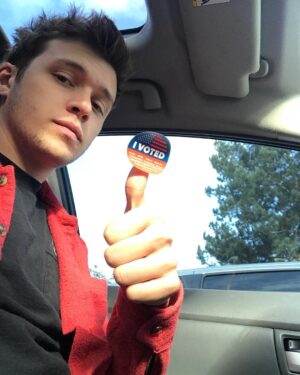 Nick Robinson Instagram - Vote! You got this, America. 
Text LOCATION to 21333 for polling hours and location