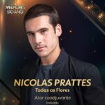 Nicolas Prattes Instagram – #MELHORESDOANO 🏆 Os indicados da categoria Ator Coadjuvante são: @nicolasprattes, o Diego de #TodasAsFlores, @rainercadete, o Luigi de #TerraEPaixão, e @tonytornadooficial, o Frei Tomé de #AmorPerfeito 🧡 E quem define o vencedor é você: vote agora no seu favorito em gshow.com/domingao ou no link da bio 📲✨