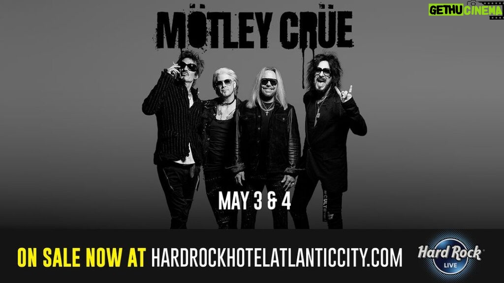 Nikki Sixx Instagram - ATLANTIC CITY! Mötley Crüe will see you on 3rd & 4th May 2024! 🎫 Presale Begins: Dec 12th at 12 PM EST** 🎟 Tickets on sale Friday, December 15th at 10 AM EST ** PRE-SALE PASSWORD - MC2024 😉