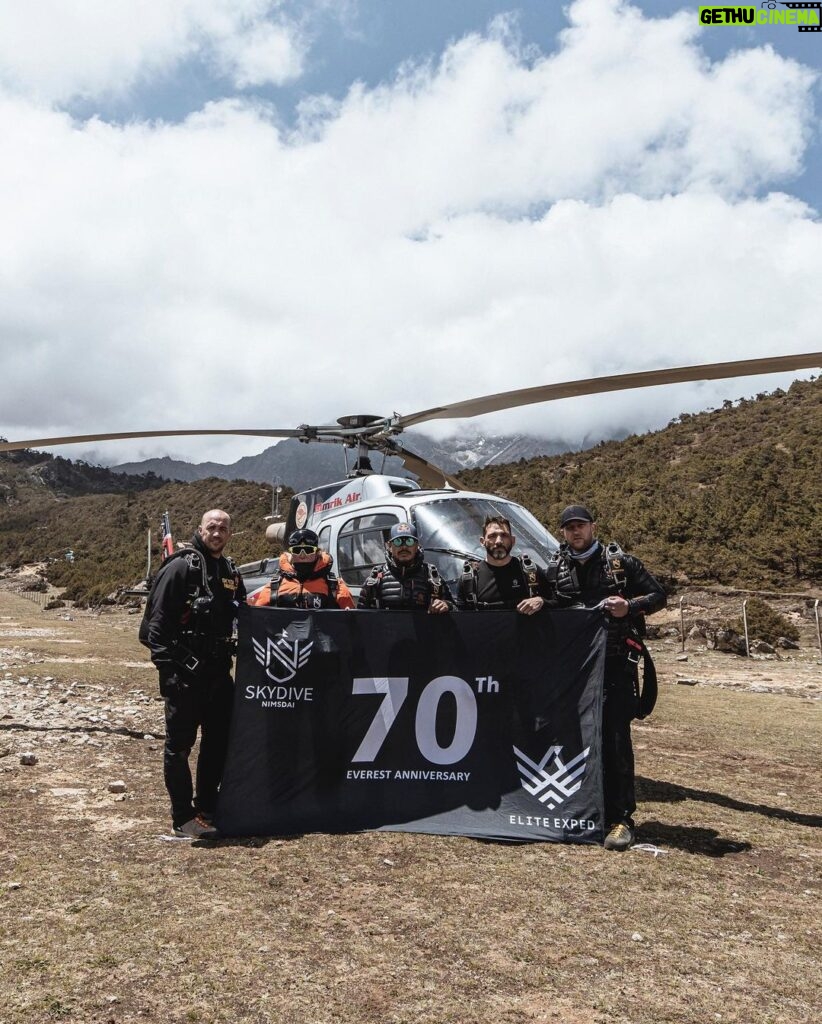 Nirmal Purja Instagram - The @skydivenimsdai team had an amazing day celebrating the 70th anniversary of the first successful Mt Everest summit! We united people from all over the world for this incredible opportunity bringing in more tourism to #Nepal and showing them our beautiful country We flew the Nepal flag in honour of this despite facing multiple challenges. It took us 2 months to get the required permits and permissions from CAAN, The home ministry, The government of nepal forest and environment department of National park and wild life conservation & CDO of Solukhumbu approval! Of course this is very time consuming for me and my team, we have been knocking on countless doors to make this happen and If Nepal wants more tourism in the country I hope the government will make this a much simpler process! Nepal is facing an economic crisis and has currently been ranked as one of the poorest country’s in the world, increasing tourism will bring more income into the country. Being a global tourism ambassador of the country I request the government to come with up with a much more simpler process for the greater benefit Nepal and it’s people. Copyright @nimsdai 📸 @mhardy_photo & @guybolton #Nimsdaiskydive #skydivenimsdai #skydivenepal #eliteexped #nimsdai #14peaks #aboveandbeyondadventure #alwaysalittlehigher #Tourismnepal #nepal #himalayaskydive #skydive #highaltitude #unique #freefall #bespoke