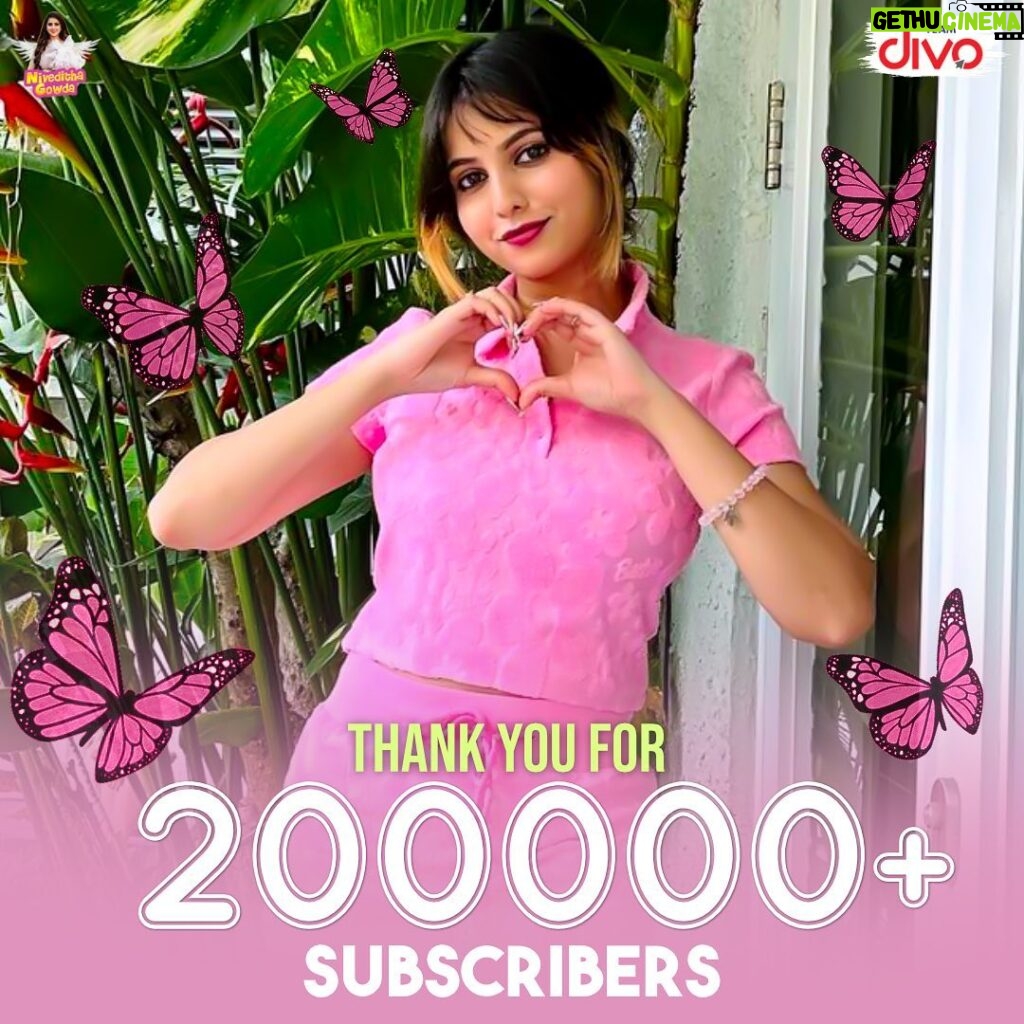 Niveditha Gowda Instagram - Thank you so much for all the love 💕 we are fam of 200k on my YouTube channel 💕