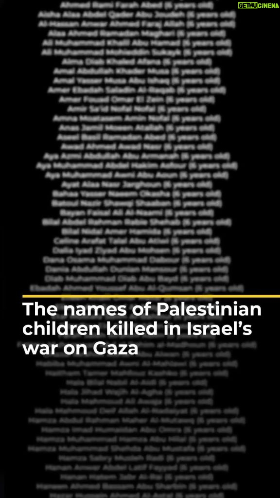 Nur Fazura Instagram - Here is a list of the names we know, from more than 11,500 children killed during #Israel’s war on #Gaza. #Israel_Gaza_War #Repost @aljazeeraenglish #AlFatihah #IsraelGenocide #Palestine #RestInPower #Babies 🧸 #Angels🕊️#WeShallNotForget 💐🇵🇸