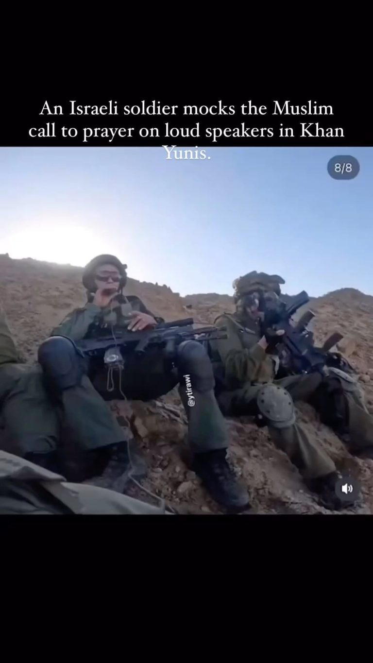 Nur Fazura Instagram - An Israeli soldier mocks the Muslim call to prayer on loud speakers in Khan Yunis Southern Gaza Strip !!!!