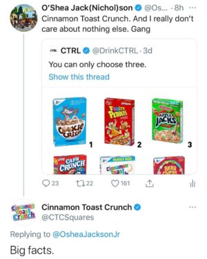O'Shea Jackson Jr. Instagram - Whoever run the @cinnamontoastcrunch social media is a real one