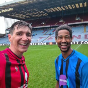 Oliver Phelps Instagram - Such  great evening having a game at the home of @avfcofficial with the guys from @lukeroper Alfie Enoch and I had a post match debrief 🤪. Good seeing @nathandawe between the sticks too! Of all the things I've been fortunate to do in my life, this evening is right up there. 🤗 just goes to show, good times are ALWAYS ahead.