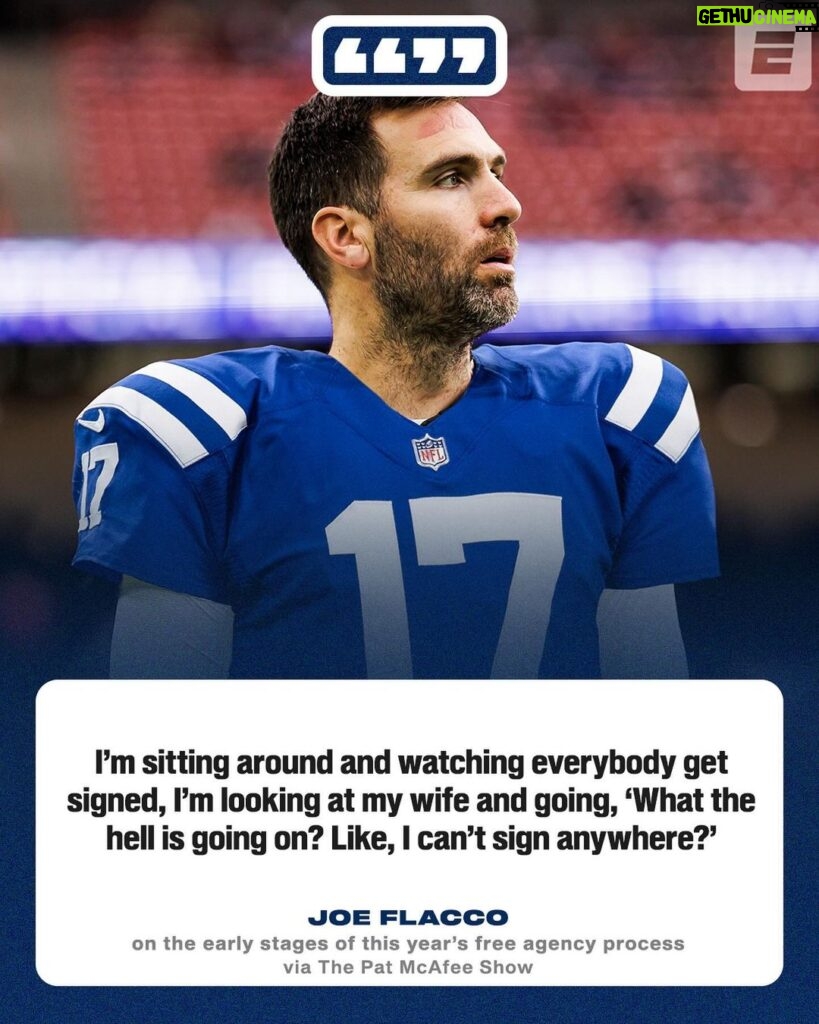 Pat McAfee Instagram - Joe Flacco had to be patient before signing with the Colts. (via @patmcafeeshow)