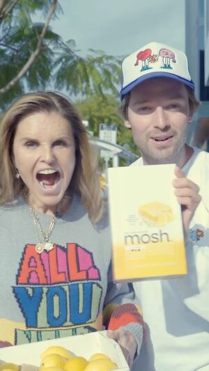 Patrick Schwarzenegger Instagram - @patrickschwarzenegger and I went back to our roots and brought out the lemonade stand, our first business venture together, this time… with @moshlife!🍋🍋

We are taken aback by the love and feedback for our newest flavor, Lemon White Chocolate Crunch, and can’t want to share it with you. Don’t miss out on what our team says is our best one yet!