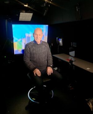 Patrick Stewart Instagram - Here I am in the back of a van in LA for a live interview with @CBSMornings in NYC. I felt like I was a local news reporter but my only breaking update at that hour this morning was that the crows were out in the street. In more exciting news, #StarTrekPicard Season 2 premieres Thursday.