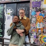 Paul Bettany Instagram - Me and my new mate @jeremypope outside Basquiat’s place. Thrilled to be part of “The Collaboration.”