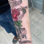Paul Bettany Instagram - It was amazing to see again this gentleman @paulbettany to bring his old tattoo back to life and add more love on it! 🌹🐝❤️ Thank you so much! #familytattoo #tattoo #love #ink #rose #bees #newyorkcity #fy #fyp #fyp #foryoupage #inked #tat #nyc New York City