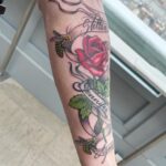 Paul Bettany Instagram - It was amazing to see again this gentleman @paulbettany to bring his old tattoo back to life and add more love on it! 🌹🐝❤️ Thank you so much! #familytattoo #tattoo #love #ink #rose #bees #newyorkcity #fy #fyp #fyp #foryoupage #inked #tat #nyc New York City