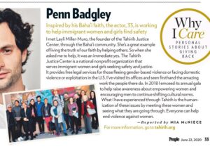 Penn Badgley Instagram - Thank you to @people for giving me a chance to share about the incredible work of @tahirihjustice. In a time when we’re all reflecting on the injustices in our society, organizations like Tahirih, who are fighting to end violence against women with an anti-racism lens, are offering real solutions toward a more equal and just society. Learn more at tahirih.org and support their work today.