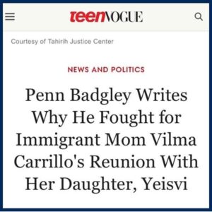 Penn Badgley Instagram - An op-ed for @teenvogue • “Vilma and her daughter are reunited—but my feeling of unease surrounding the circumstances of her detention and separation from her daughter hasn’t changed.” • link in bio • TY @teenvogue for helping @tahirihjustice and me in amping Vilma’s voice!