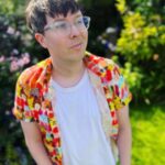Phil Lester Instagram - inhaling some nature (bryony made this shirt with some fabric we saw in japan!!)