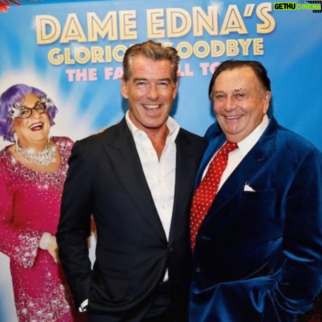 Pierce Brosnan Instagram - I am deeply saddened to hear the news of Barry Humphries passing. He was a magnificent actor, a marvelous comedian, and outrageously brilliant as Dame Edna. Barry brought joy and laughter to the world. My prayers and heartfelt sympathy go out to his wife Lizzie, his family, and friends. We will miss you dear Barry, aka Dame Edna .