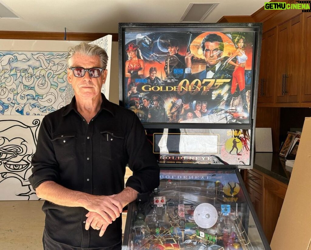 Pierce Brosnan Instagram - Congratulations to the winner of my Sega Goldeneye pinball machine benefitting the Elton John AIDS Foundation. I’m happy to see it find a good home and offer compassionate support to those in need. 🙏 photo by @keelyshayebrosnan @elton_john_aids_foundation_
