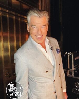 Pierce Brosnan Instagram - 💥💥💥Thank you Jimmy , always love doing your show, you make the world a better place pal. ❤️peace

#FallonTonight 
Photographer: @toddowyoung
