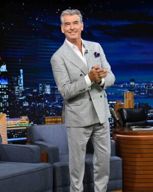 Pierce Brosnan Instagram - 💥💥💥Thank you Jimmy , always love doing your show, you make the world a better place pal. ❤️peace

#FallonTonight 
Photographer: @toddowyoung