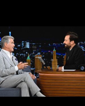 Pierce Brosnan Instagram - 💥💥💥Thank you Jimmy , always love doing your show, you make the world a better place pal. ❤️peace

#FallonTonight 
Photographer: @toddowyoung