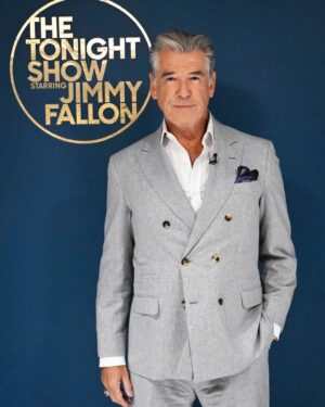 Pierce Brosnan Instagram - 💥💥💥Thank you Jimmy , always love doing your show, you make the world a better place pal. ❤️peace

#FallonTonight 
Photographer: @toddowyoung