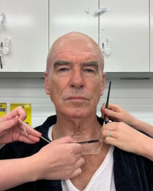 Pierce Brosnan Instagram - “The last Rifleman “  it’s a wrap, what a beautiful dream it all was. Thank you Millennium FX … Neill and Vanessa for creating the look of Artie Crawford. Thank you Sarah, Morgan and Stephan for every day making Artie real before my eyes each morning for two hours. A Meditation of patiences and precision, creation and transformation, you made me believe in Artie.  Onwards, always onwards. ❤️💥💥💥🎥🤡😎