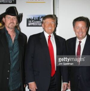 Piers Morgan Instagram - Amazing who you bump into walking through Beverly Hills… it’s been 15 years since I beat @traceadkins in the Celebrity Apprentice finale, when host Donald Trump pitched us as ‘USA vs UK, Good vs Evil’ … Trace wasn’t happy when I whipped his a** , but time’s a healer and it was great to see my old sparring partner looking so well and happy (and still ridiculously tall!). Such a nice guy, and a fabulous singer. Doing that show was great for both of us. 
Ps Anyone know what happened to Trump?