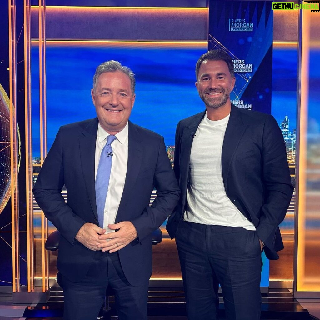 Piers Morgan Instagram - Great interview with Eddie Hearn on the show last night. He talked such sense about the need to make kids understand why winning matters, losing shouldn’t get a prize, unisex school sports events are absurdly unfair to girls, transgender athletes shouldn’t be competing against biological females, and sport is the best way for young people to learn the value of discipline, hard work, mental resilience and respect. Thanks for coming on @eddiehearn !