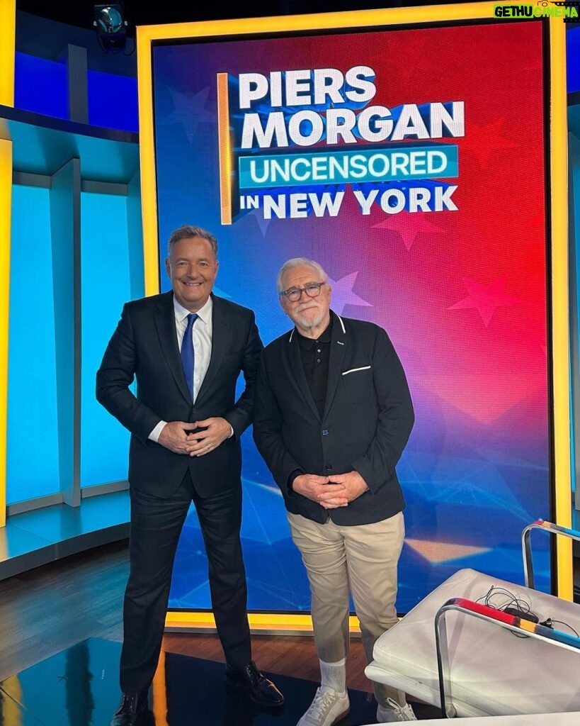 Piers Morgan Instagram - TONIGHT, 8pm… Logan’s dead but Brian lives on! A brilliant, laugh-out-loud interview with the great @coxusa on @piersmorganuncensored from New York. Manhattan, New York