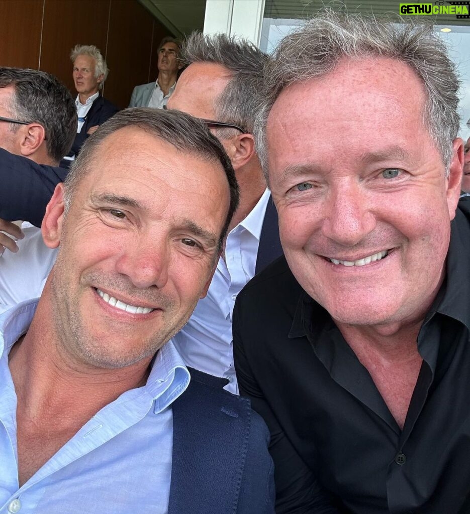 Piers Morgan Instagram - Now this guy was a proper striker. Great day at the cricket (first time he’d been…) with the legendary @andriyshevchenko - could have done with some of his lightning speed and lethal finishing power in England’s bowling today… Lord's Cricket Ground