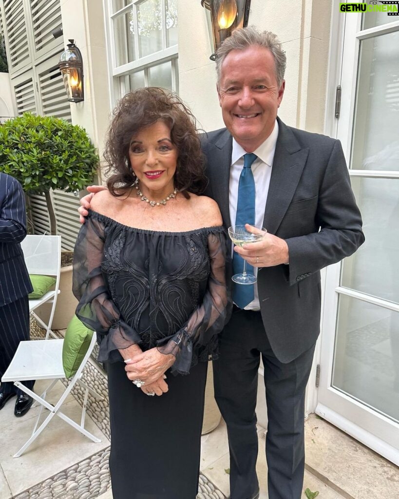 Piers Morgan Instagram - The birthday girl! Lovely dinner to celebrate the great Dame @joancollinsdbe , who as usual looked younger than me, and infinitely more glamorous. London, United Kingdom