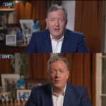 Piers Morgan Instagram - UPDATE: My fabulous @piersmorganuncensored make-up artist @celinenonon says I overdid the tangerine dream last night (I’m self-applying due to taping the show from home while I’ve got covid), and can I go please go back to how I did it on Tuesday.. (top pic). Apologies to any viewers offended by my Trumpian aesthetics. Tune in tonight to see if I get my blending right.. 🤣