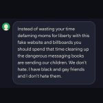 Pink Instagram - Last year I purchased the domain MomsForLiberties.com and built the hate group an accurate website. They tried and failed to have it taken down while also sending me insane and desperate messages on the website (slide #2). In November 2023 my campaign against them was successful as they lost a majority of their school board elections. I’m back on the road this month for a nation wide campaign to reveal even more and hold them accountable. Currently I’m behind with funding and reaching out to as many people as possible. Head to my f@scist moms link in my bio for more information and to help fund the campaign. Many thanks, Toby