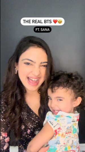 Pooja Banerjee Instagram - THE REAL BTS! 😂❤️ Everytime I shoot a video I have a lot of BTS moments with @sanassejwaal . She is always behind the camera and definitely not giving me cues. So this time I decided to record my BTS moment  with her.  #poojabanerjee #sanassejwaal #bts #btsshoot #motherdaughterlove