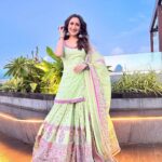 Pragya Jaiswal Instagram - Ganpati Bappa Morya 🌸🐘💚 May bappa bless us all with health, happiness & abundance in the coming year ✨💫 Outfit @sukritiandaakritiofficial Earrings @the_bling_girll Bangles @keiyura_jewelry Ring @ananaofficial Footwear @fizzygoblet Makeup @athirathakkar Hair @thakuramit190 Styled by @anshikaav Assisted by @bhatia_tanisha