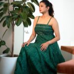 Priyamani Instagram - Feeling cute …might take over the world in this green dress💚💚💚 Outfit : @_anjali_jha_____ Stylist : @stylebyannapurna Team : @i.deekshasetti 📸 : @v_capturesphotography MUH : @pradeep_makeup @shobhahawale #bhamakalapam2❤️