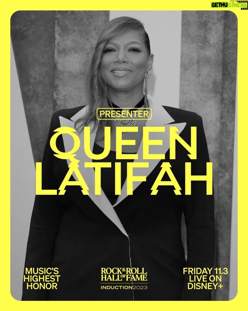 Queen Latifah Instagram - Thee @queenlatifah will be presenting LIVE at #RockHall2023! Stream it on Friday, Nov. 3, only on @disneyplus.