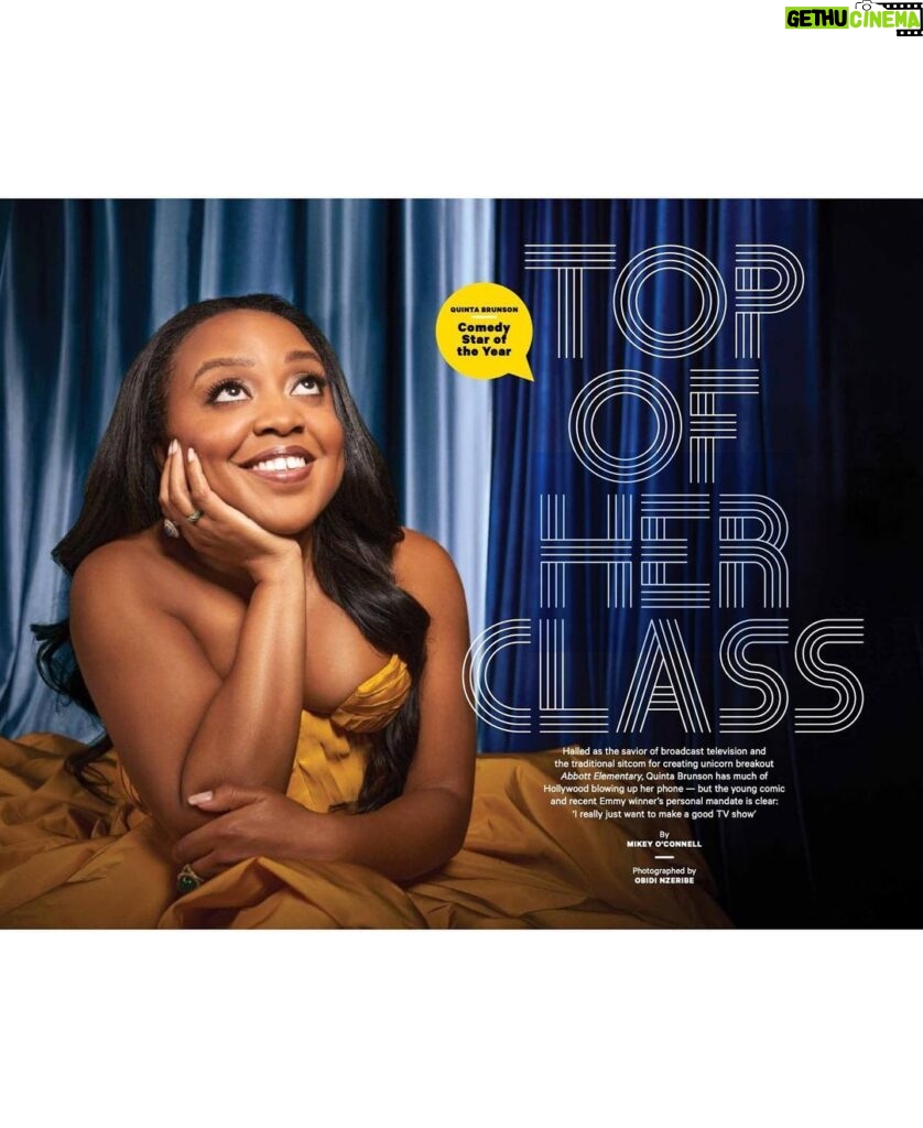 Quinta Brunson Instagram - Beyond honored to be the @hollywoodreporter comedy star of the year :) Hair: @alexander_armand Makeup: @reneeloizmakeup Styling: @bryonjavar