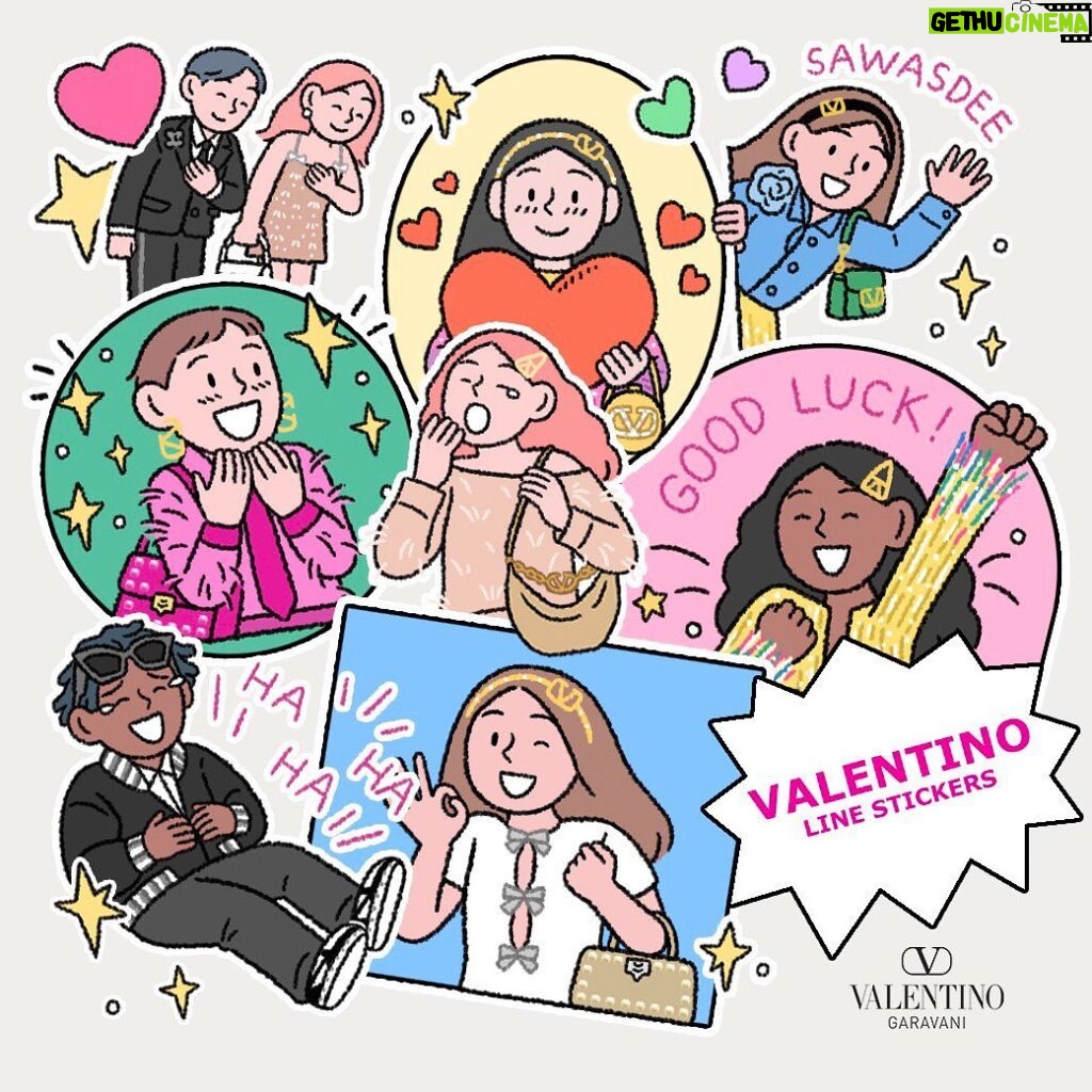 Ramida Jiranorraphat Instagram - 💝 @maisonvalentino ฉลองเทศกาลแห่งความสุขกับ Maison Valentino ด้วยสติกเกอร์ไลน์สุดเอ็กซ์คลูซีฟครั้งแรกในประเทศไทยที่ร่วมออกแบบกับศิลปินชื่อดัง Sundae Kids ดาวน์โหลดสติกเกอร์สุดพิเศษนี้ที่ Valentino Line Official Account