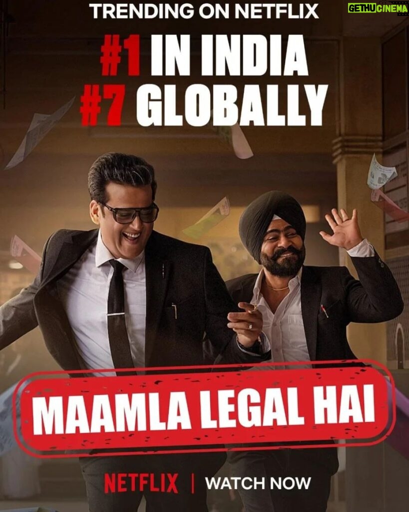 Ravi Kishan Instagram - #MaamlaLegalHai trending at #1 in India & #7 Globally! So grateful for the incredible response on our show! Jaaiye, dekhiye only on @netflix_in👨‍⚖✨
