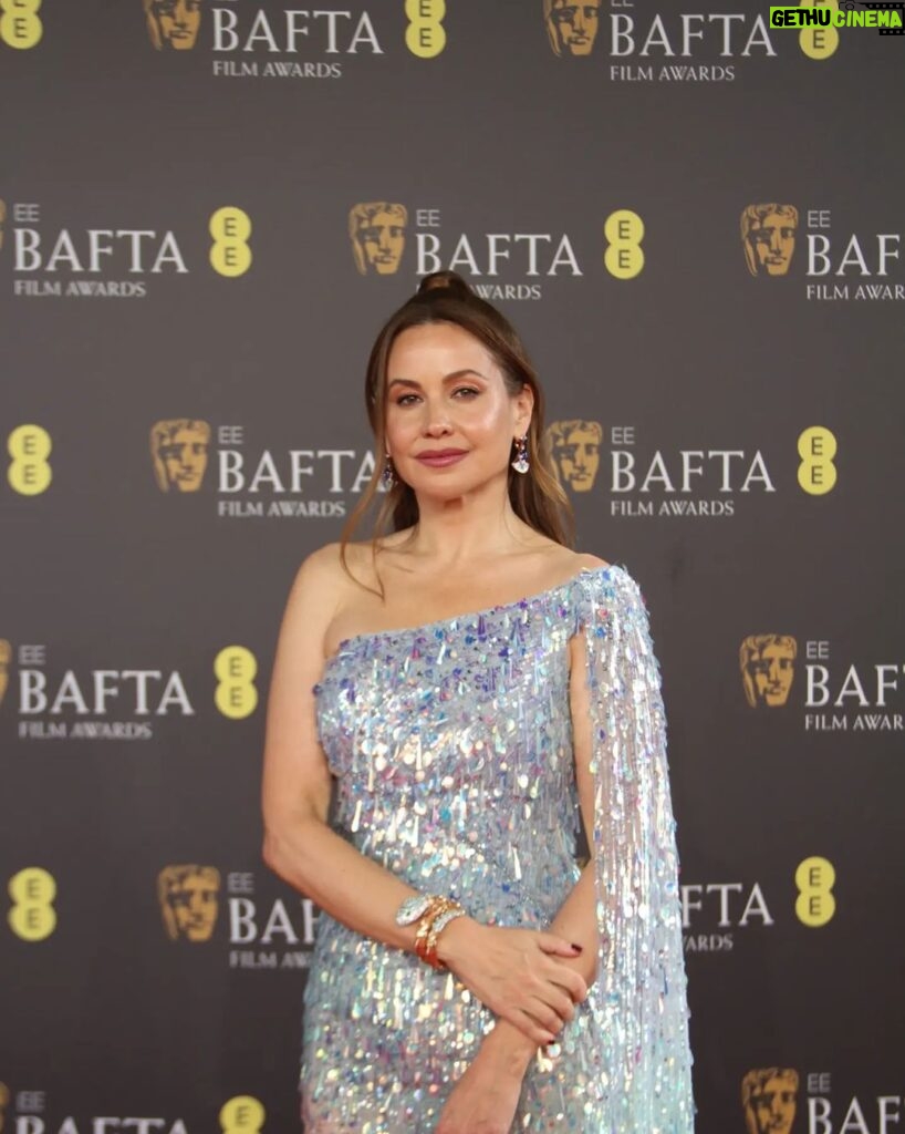 Raya Abirached Instagram - A beautiful night at the @bafta awards Wearing #serpenti #highjewelry pieces from @bulgari of course Dress by @georgeshobeika #StyledByCed @cedrichaddad Glan team 🩵🩵🩵 @eleniliatsoumakeup @stellatsiledaki Baftas