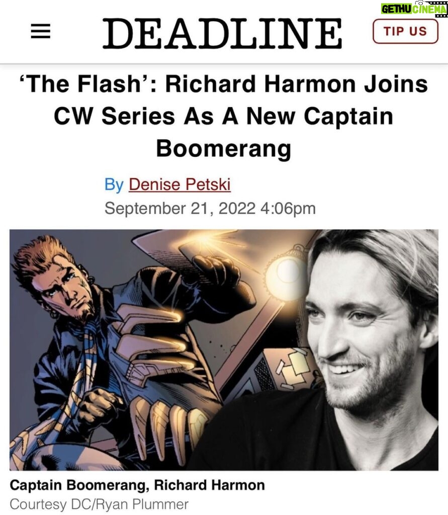 Richard Harmon Instagram - ⚡️vs🪃 If you need me I’ll be in Central City. Already had my first day with these incredibly welcoming humans and am looking forward to more. #Flash
