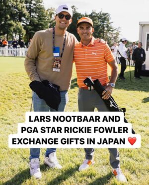 Rickie Fowler Instagram - Lars gave Rickie a signed baseball bat and Rickie gave Lars a pair of signed golf shoes 🤝