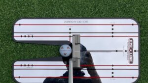 Rickie Fowler Instagram - How do you #PracticeWithPix ?? •

The first picture will give you a POV of where I am at set up...I can’t see my left eye or nose as they get covered up by the ball and putter head...my right eye is behind the putter and just under the line/just inside the middle of the ball •

Birdseye video will be a little distorted because of the angle not being from my eyes but gives you a rough idea if you were to imagine the ball being about 2 inches up on the black line...one of the things I focus on throughout the stroke is where I’m looking...I look at the ground behind the ball and don’t move my eyes until the ball has rolled a couple feet...one way I like to work on my eyes staying still is putting a dime behind the ball as if it was your ball marker...hit putts while keeping your eyes on the dime...this helps with releasing the putter naturally and not looking up toward the hole causing you to push/pull/guide it •

Face on...after checking things on the mirror it’s time to hit some putts without it...first when I come in to set up to a putt I always walk in and set the putter in first with my right hand (unless I’m working on something that is off) this helps promote a consistent set up...don’t dictate where the putter has to go let the putter dictate where you stand...second when the putter is swinging properly I like to see the butt of the grip point back in a very similar spot throughout the stroke which for me is just left of my bellybutton •

Down the line...you’ll see it’s a pretty relaxed position at set up...slight bend in the knees and even weight distribution...one thing I like to see here is a little bit of my left forearm vs being hidden by my right one and then the shaft and forearms being on the same plane •

The last couple videos it’s just fun to watch the @taylormadegolf #TP5pix roll...if the things above aren’t done properly the ball will give you quick feedback...how do you #PracticeWithPix ?