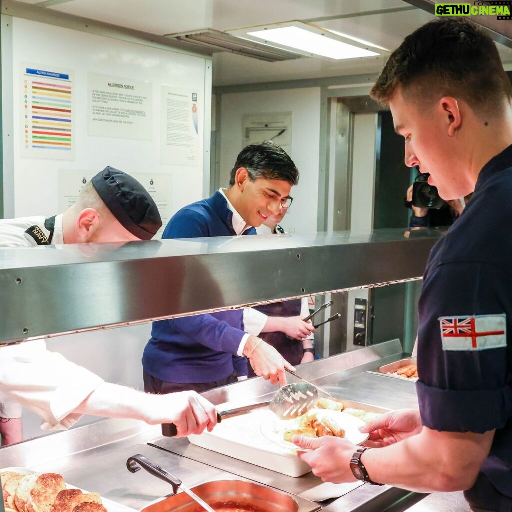 Rishi Sunak Instagram - The @royalnavy is the finest navy in the world. Its work, often unseen, is vital to our national security. They are the pride of this country 🇬🇧 It was a privilege to stay with them on HMS Diamond this week and welcome some of Britain’s closest partners and allies from Northern Europe. Next year, we will deploy 20,000 British troops to protect and defend the region. It’s vital that @JEFnations continue working together to detect, deter and defuse threats.