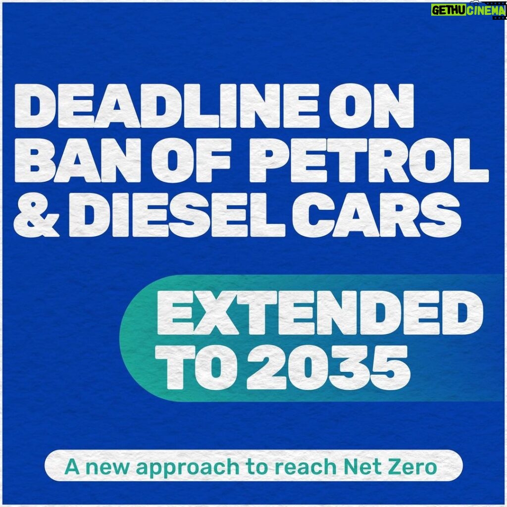 Rishi Sunak Instagram - This country is proud to be a world leader in reaching Net Zero by 2050. But we won’t achieve it unless we change the debate. So we’re going to have a better, more honest conversation about how we get there. Today we set out a new approach to meeting Net Zero which will ease the burden on working people. That means: 🚗 Extending the deadline on the ban of petrol and diesel cars ⚡️ Giving people far more time to make the transition to heat pumps 🥩 Stopping proposals to tax meat and other heavy-handed measures Our new approach to reaching Net Zero by 2050 also means: ✅ Lifting the ban on onshore wind ✅ New carbon capture storage ✅ Funding for Sizewell C ✅ New small modular reactors Swipe for more or click the link in my bio. 10 Downing Street