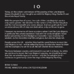 Rishi Sunak Instagram - With the perspective of a year, the scale of Her Late Majesty's service only seems greater. Our gratitude only continues to grow. As a nation, we reflect today on the example she set for us all.