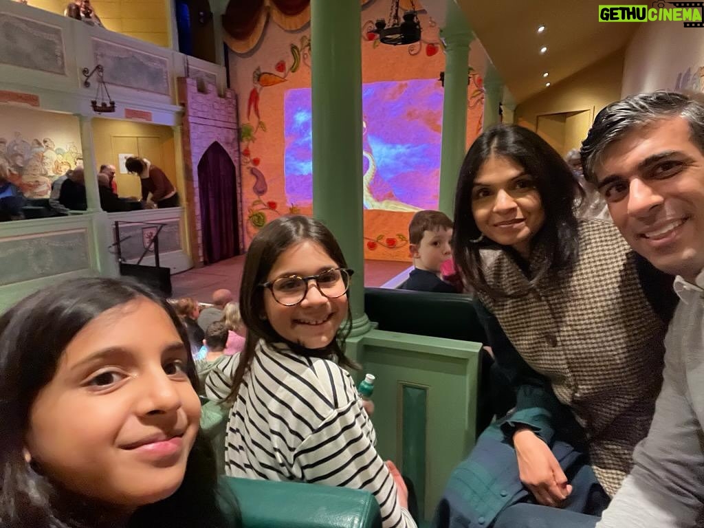 Rishi Sunak Instagram - Pantomime time last night - a long-standing family tradition! Nice to have the drama on the stage for once 😅 Georgian Theatre Royal