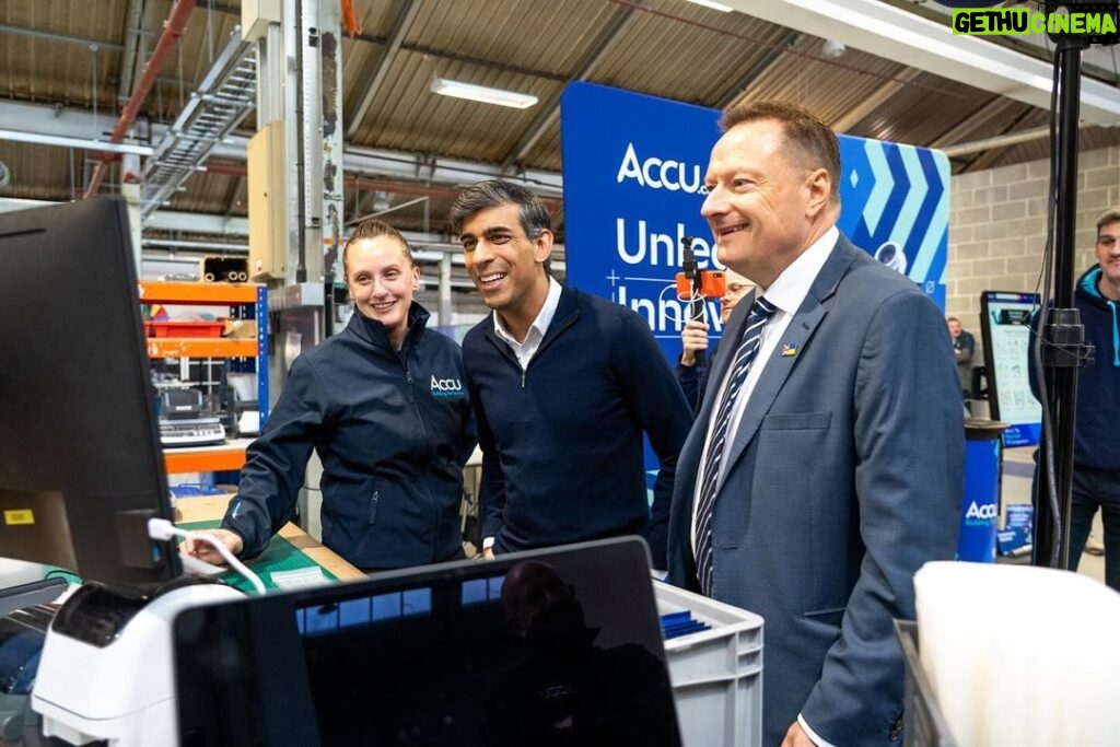 Rishi Sunak Instagram - Great to be in Brockholes today to speak with the @accucomponents team about our latest tax cut for workers. This expanding business is creating quality local jobs and shows our plan for the economy is working - delivering a brighter future for families across the Colne & Holme valleys and Lindley.